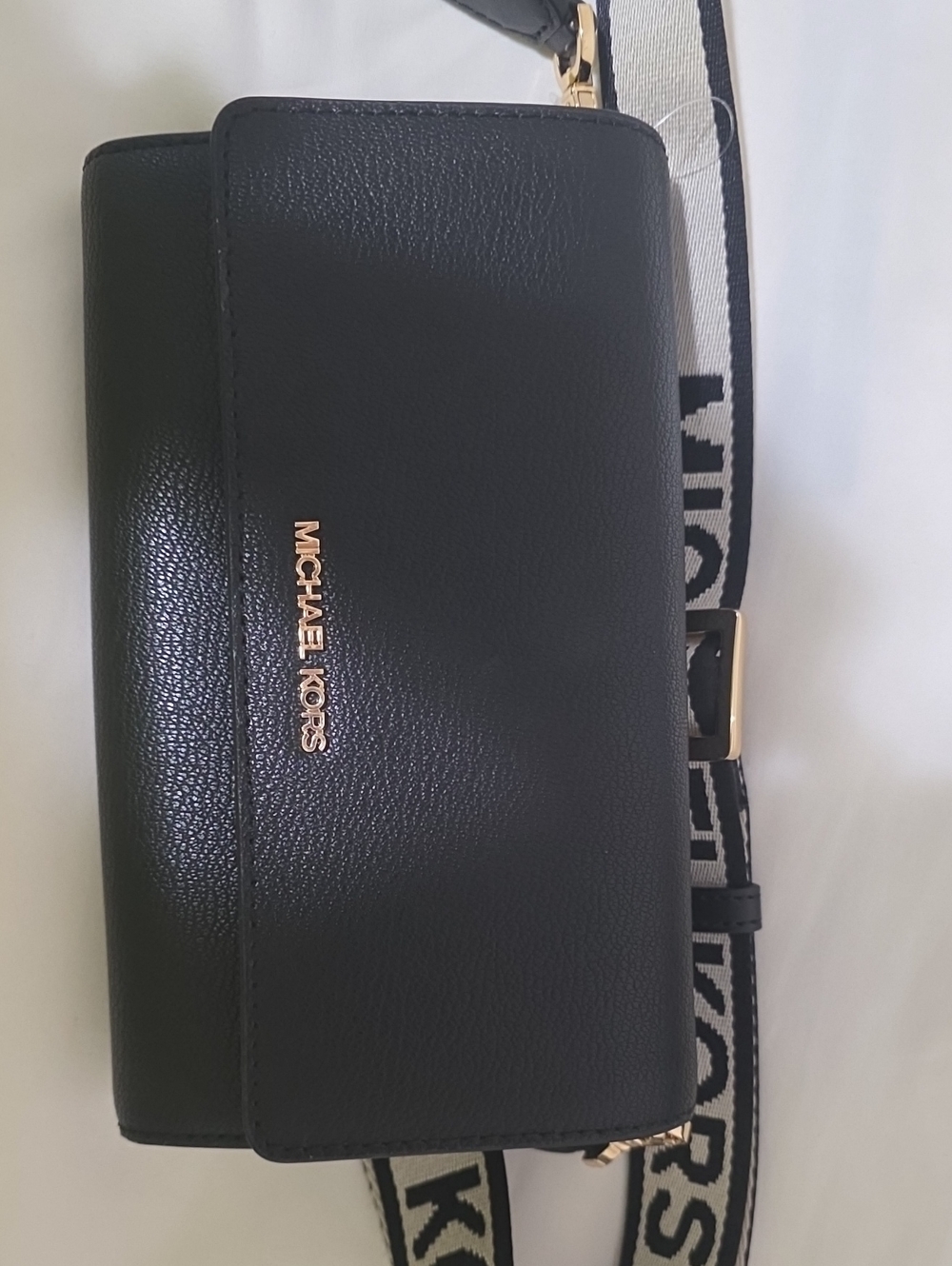 Michael Kors Black Crossbody Bag with MK Logo Strap & Chain Accessory